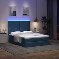 vidaXL Ottoman sängram med madrass blå 140x190 cm tyg