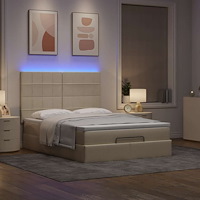 vidaXL Ottoman sängram med madrass gräddvit 140x190 cm tyg