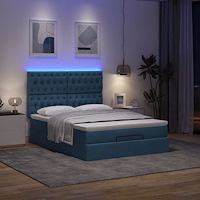 vidaXL Ottoman sängram med madrass blå 140x190 cm tyg