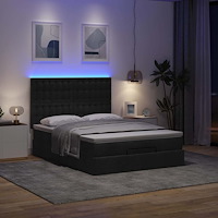 vidaXL Ottoman sängram med madrass svart 140x190 cm tyg