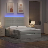 vidaXL Ottoman sängram med madrasser ljusgrå 140x190 cm sammet