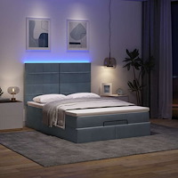 vidaXL Ottoman sängram med madrasser mörkgrå 140x200 cm sammet