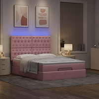 vidaXL Ottoman sängram med madrasser rosa 140x190 cm sammet