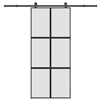 vidaXL Skjutdörr med beslagset härdat glas och aluminium 90x205 cm