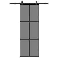 vidaXL Skjutdörr med beslagset härdat glas och aluminium 76x205 cm