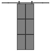 vidaXL Skjutdörr med beslagset härdat glas och aluminium 76x205 cm