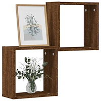 vidaXL Väggkubhyllor 2 st brun ek 30x15x30 cm