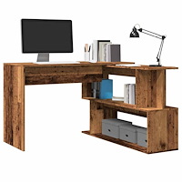vidaXL Hörnskrivbord gammalt trä 200,5x50x76 cm konstruerat trä