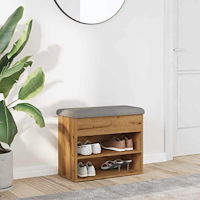 vidaXL Skobänk hantverksmässig ek 62x32x50 cm konstruerat trä