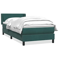 vidaXL Ramsäng med madrass mörkgrön 90x220 cm sammet