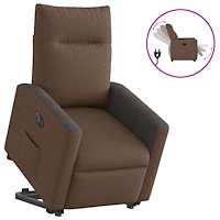 vidaXL Elektrisk reclinerfåtölj med uppresningshjälp brun tyg