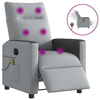 vidaXL Elektrisk massagefåtölj ljusgrå tyg