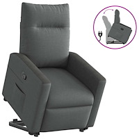 vidaXL Reclinerfåtölj med uppresningshjälp mörkgrå tyg