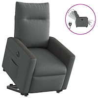 vidaXL Elektrisk reclinerfåtölj med uppresningshjälp mörkgrå tyg