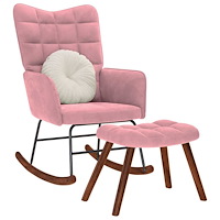 vidaXL Gungstol med pall rosa sammet
