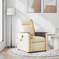 vidaXL Massagefåtölj gräddvit tyg