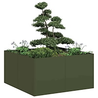 vidaXL Planteringskärl olivgrön 80x80x40 cm kallvalsat stål