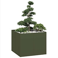 vidaXL Planteringskärl olivgrön 100x100x80 cm stål