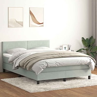 vidaXL Ramsäng med madrass ljusgrå 140x220 cm sammet