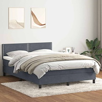 vidaXL Ramsäng med madrass mörkgrå 140x210 cm sammet