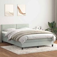 vidaXL Ramsäng med madrass ljusgrå 140x220 cm sammet