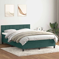 vidaXL Ramsäng med madrass mörkgrönt 140x210 cm sammet