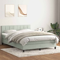vidaXL Ramsäng med madrass ljusgrå 140x220 cm sammet