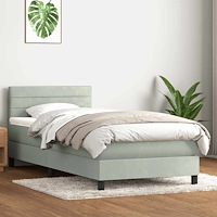 vidaXL Ramsäng med madrass ljusgrå 80x210 cm sammet
