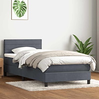vidaXL Ramsäng med madrass mörkgrå 80x210 cm sammet