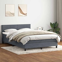 vidaXL Ramsäng med madrass mörkgrå 140x210 cm sammet