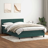 vidaXL Ramsäng med madrass mörkgrönt 140x210 cm sammet