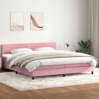 vidaXL Ramsäng med madrass rosa 200x210 cm sammet
