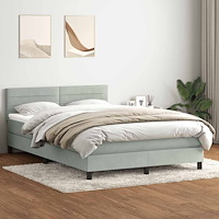 vidaXL Ramsäng med madrass ljusgrå 140x220 cm sammet