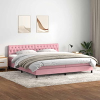 vidaXL Ramsäng med madrass rosa 200x210 cm sammet