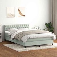 vidaXL Ramsäng med madrass ljusgrå 140x220 cm sammet