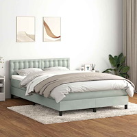 vidaXL Ramsäng med madrass ljusgrå 140x220 cm sammet