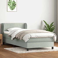 vidaXL Ramsäng med madrass ljusgrå 90x210 cm sammet