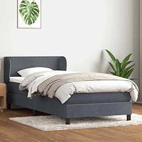 vidaXL Ramsäng med madrass mörkgrå 90x210 cm sammet