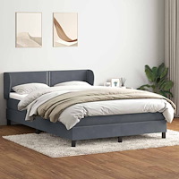 vidaXL Ramsäng med madrass mörkgrå 140x210 cm sammet
