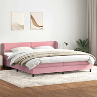vidaXL Resårsäng med resårmadrasser rosa 200x210 cm sammet