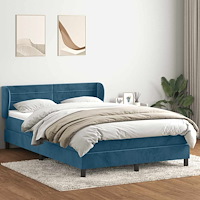 vidaXL Ramsäng med madrass mörkblå 140x210 cm sammet