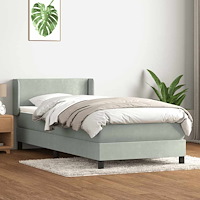 vidaXL Ramsäng med madrass ljusgrå 90x210 cm sammet