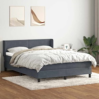 vidaXL Ramsäng med madrass mörkgrå 140x210 cm sammet