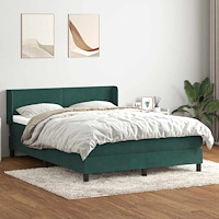 vidaXL Ramsäng med madrass mörkgrönt 140x210 cm sammet