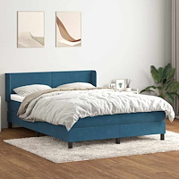 vidaXL Ramsäng med madrass mörkblå 140x210 cm sammet