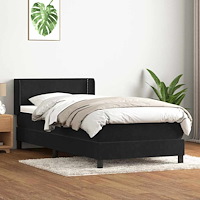 vidaXL Ramsäng med madrass svart 90x210 cm sammet
