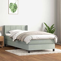 vidaXL Ramsäng med madrass ljusgrå 80x210 cm sammet