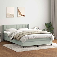 vidaXL Ramsäng med madrass ljusgrå 140x220 cm sammet