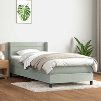 vidaXL Ramsäng med madrass ljusgrå 90x210 cm sammet