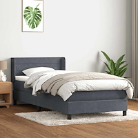 vidaXL Ramsäng med madrass mörkgrå 90x210 cm sammet